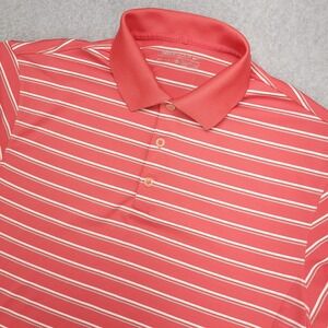 Nike‎ Golf Dri Fit Men's Medium Striped Polo Shirt Red White Short Sleeve